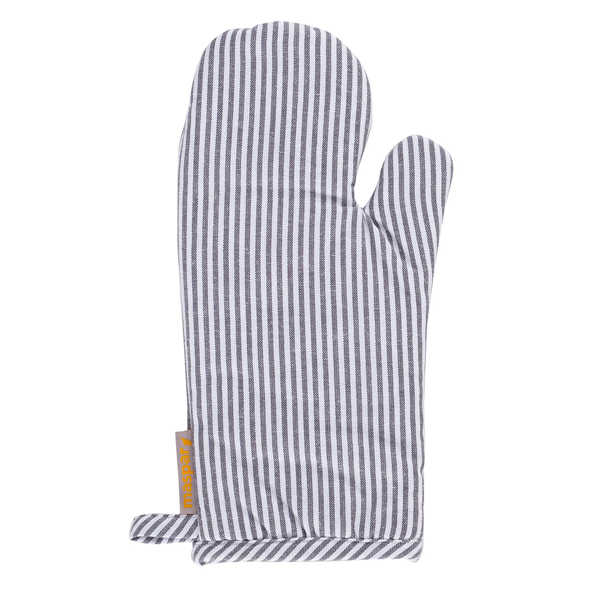 Maspar Printed Ticking Stripe 2 PC Oven Mitt Set Black