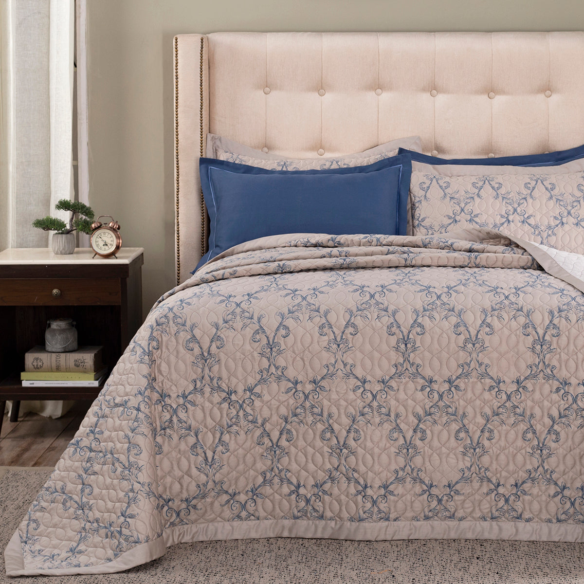 Grandeur Verona Summer AC Quilt/Quilted Bed Cover/Comforter Blue