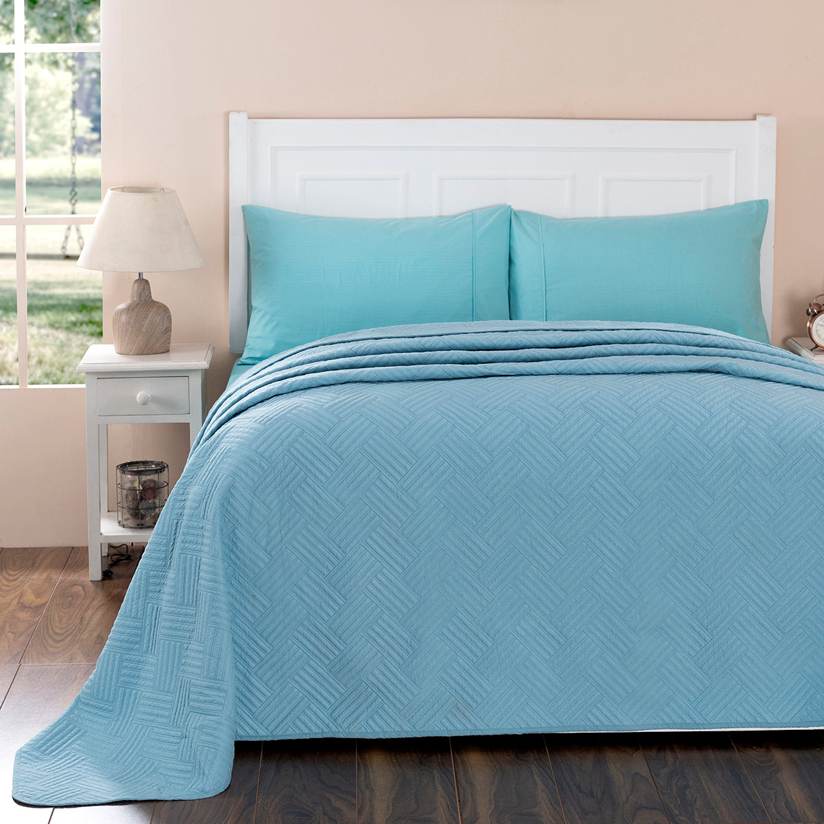 Eliott Summer AC Quilt/Quilted Bed Cover/Comforter Aqua