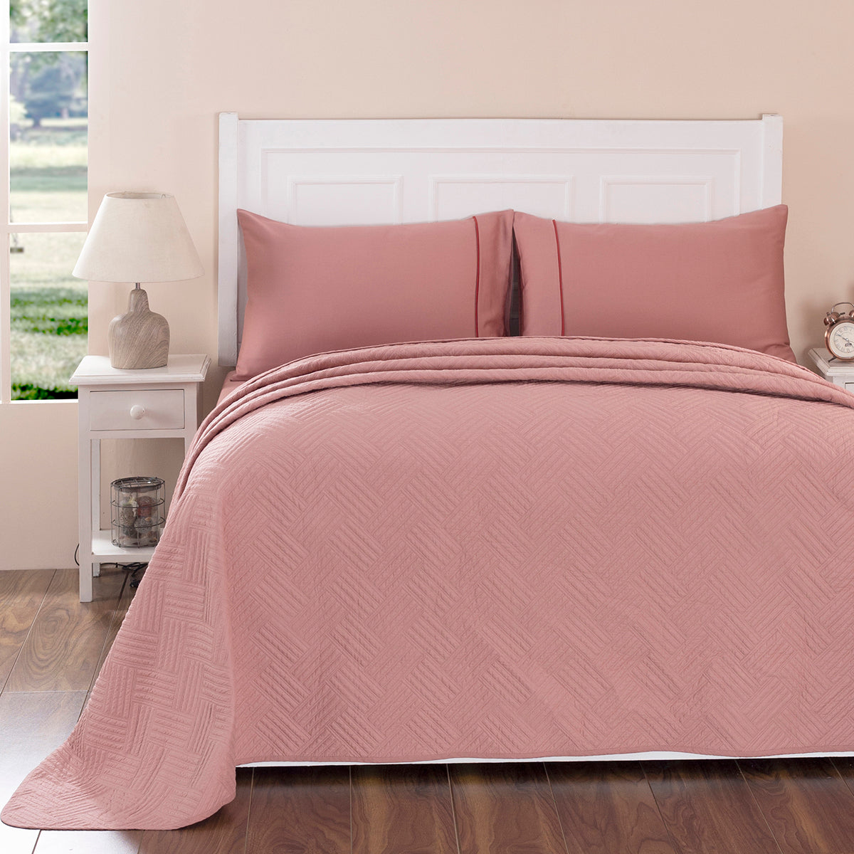 Eliott Summer AC Quilt/Quilted Bed Cover/Comforter Cameo Brown