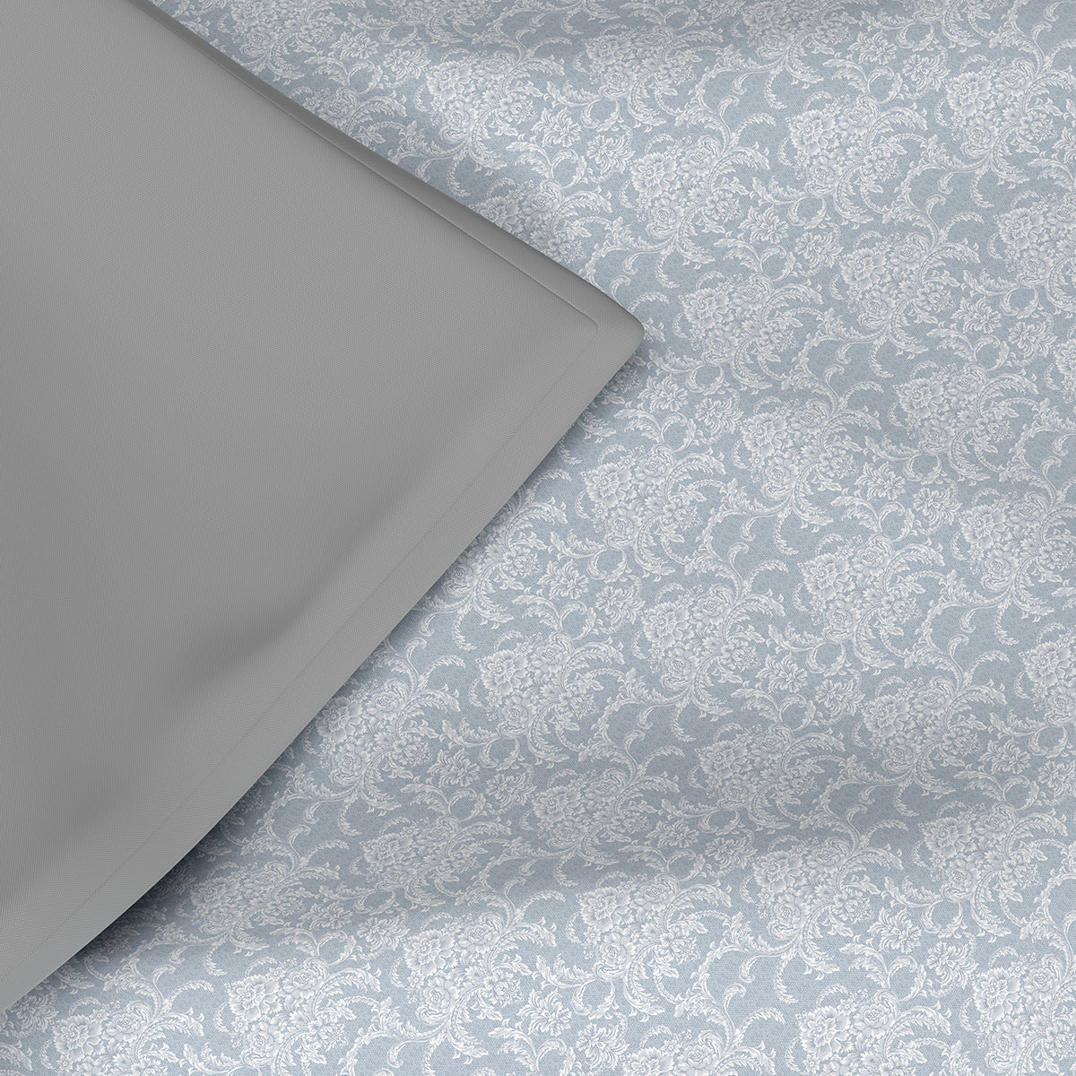 Hermosa Exotic Bouquet Damask Floral Grey Quilt