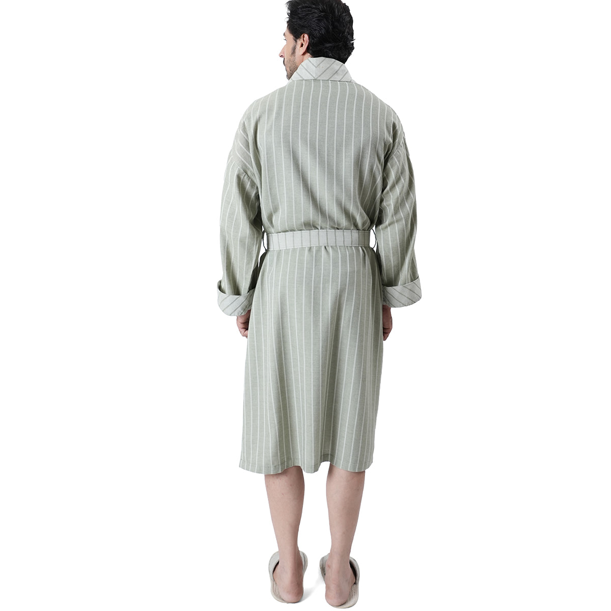 Luxe Boutique Adore stripe Cashmere Soft 1Pc Calf Length Robe/ Gown / Bath Robe In Box Packaging