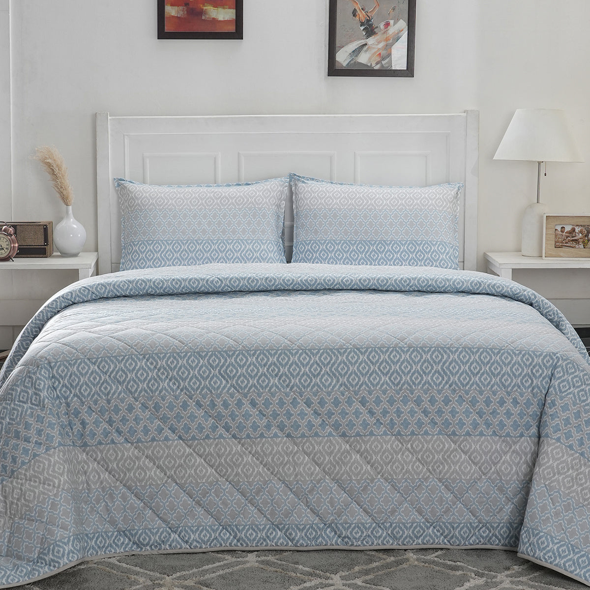 Optimist Bloom Multi Ikat 4PC Quilt/Quilted Bed Cover Set