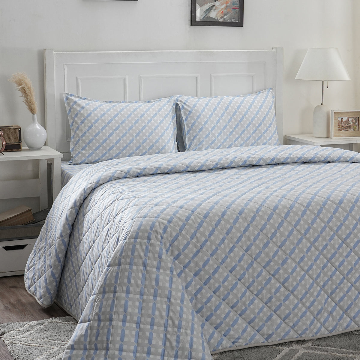 Optimist Bloom Esther 4PC Quilt/Quilted Bed Cover Set