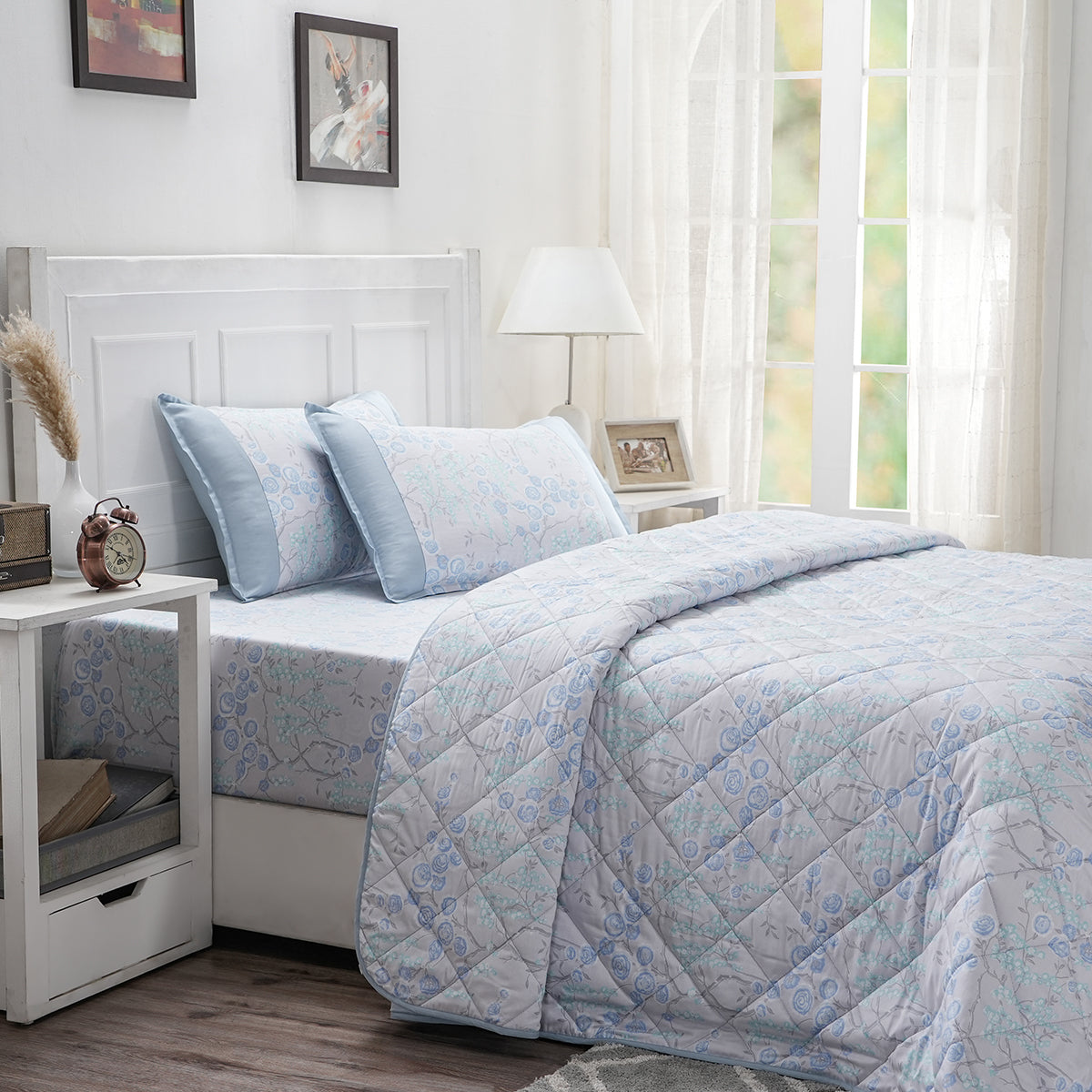 Optimist Bloom Cassia 4PC Quilt/Quilted Bed Cover Set
