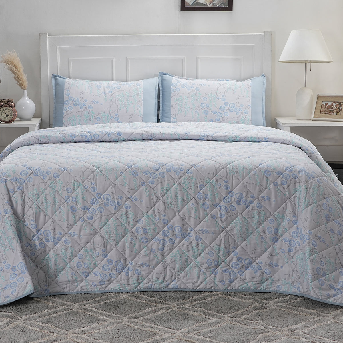 Optimist Bloom Cassia 4PC Quilt/Quilted Bed Cover Set