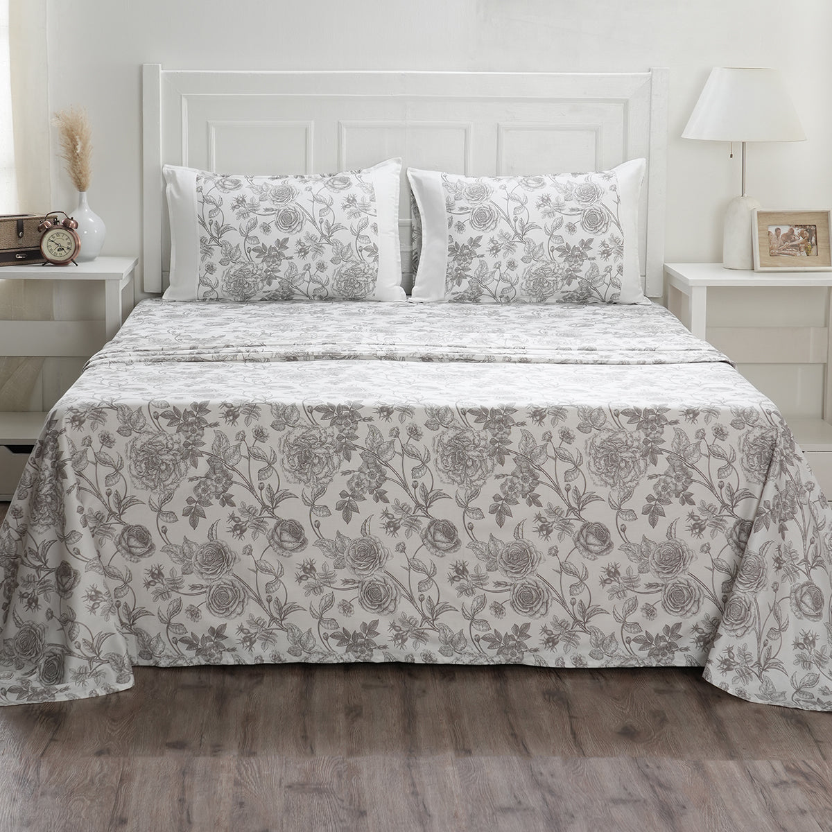 Royal Botanic 200 TC Emma Brown 100% Cotton Bed Sheet With Pillow Case