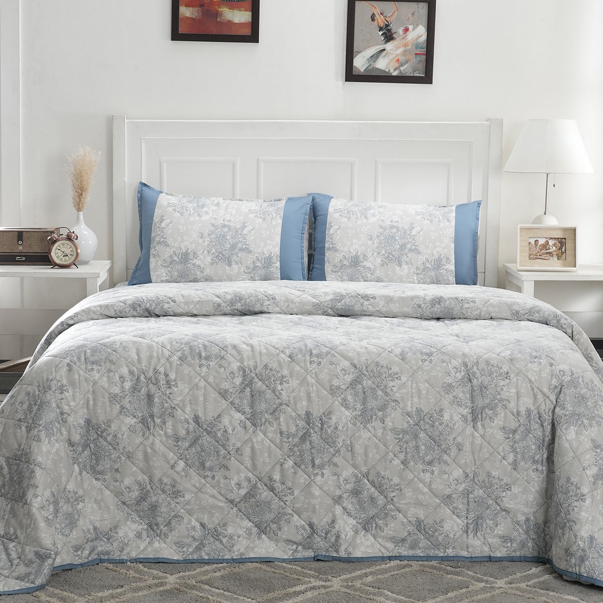 Royal Botanic 115 GSM Azalea Blue Quilt/Quilted Bed Cover