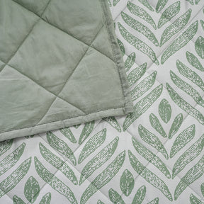 Royal Botanic Petal Touch Green 4PC Quilt/Quilted Bed Cover Set