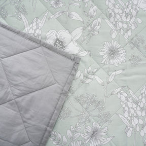Royal Botanic Outline Floral 4PC Quilt/Quilted Bed Cover Set