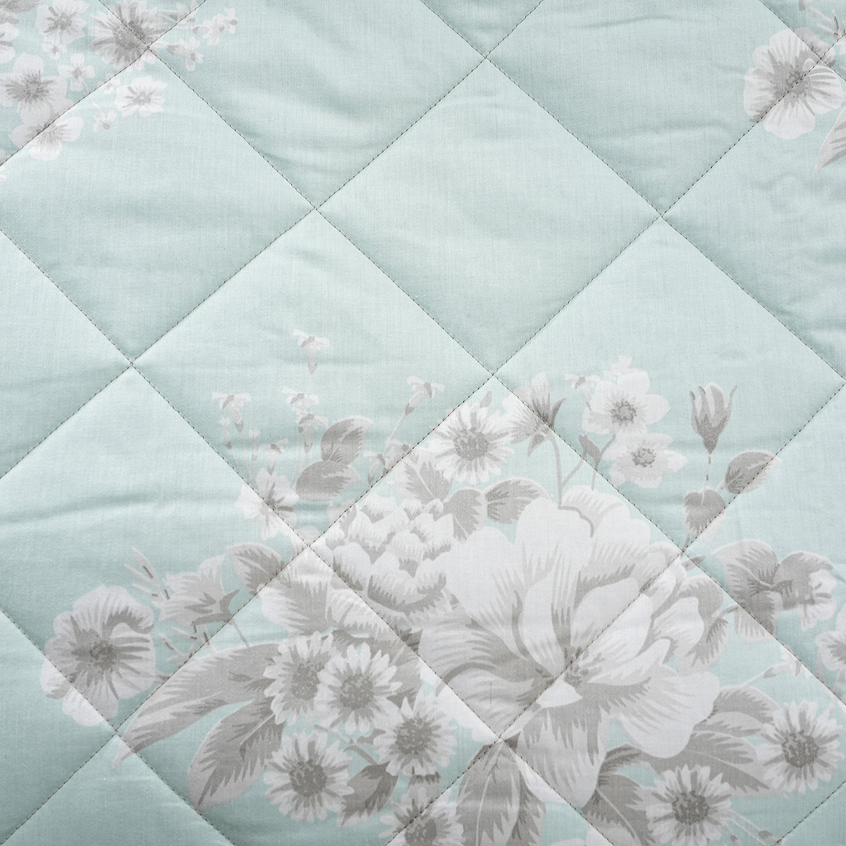 Royal Botanic Bloom Flora Aqua 4PC Quilt/Quilted Bed Cover Set