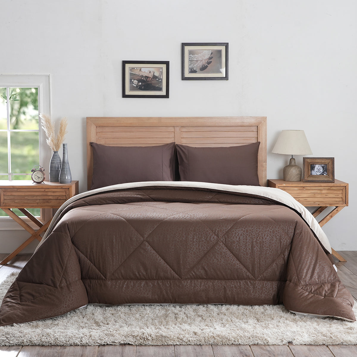 Hermosa Glister Pebble Brown 150GSM Reversible Summer AC Quilt