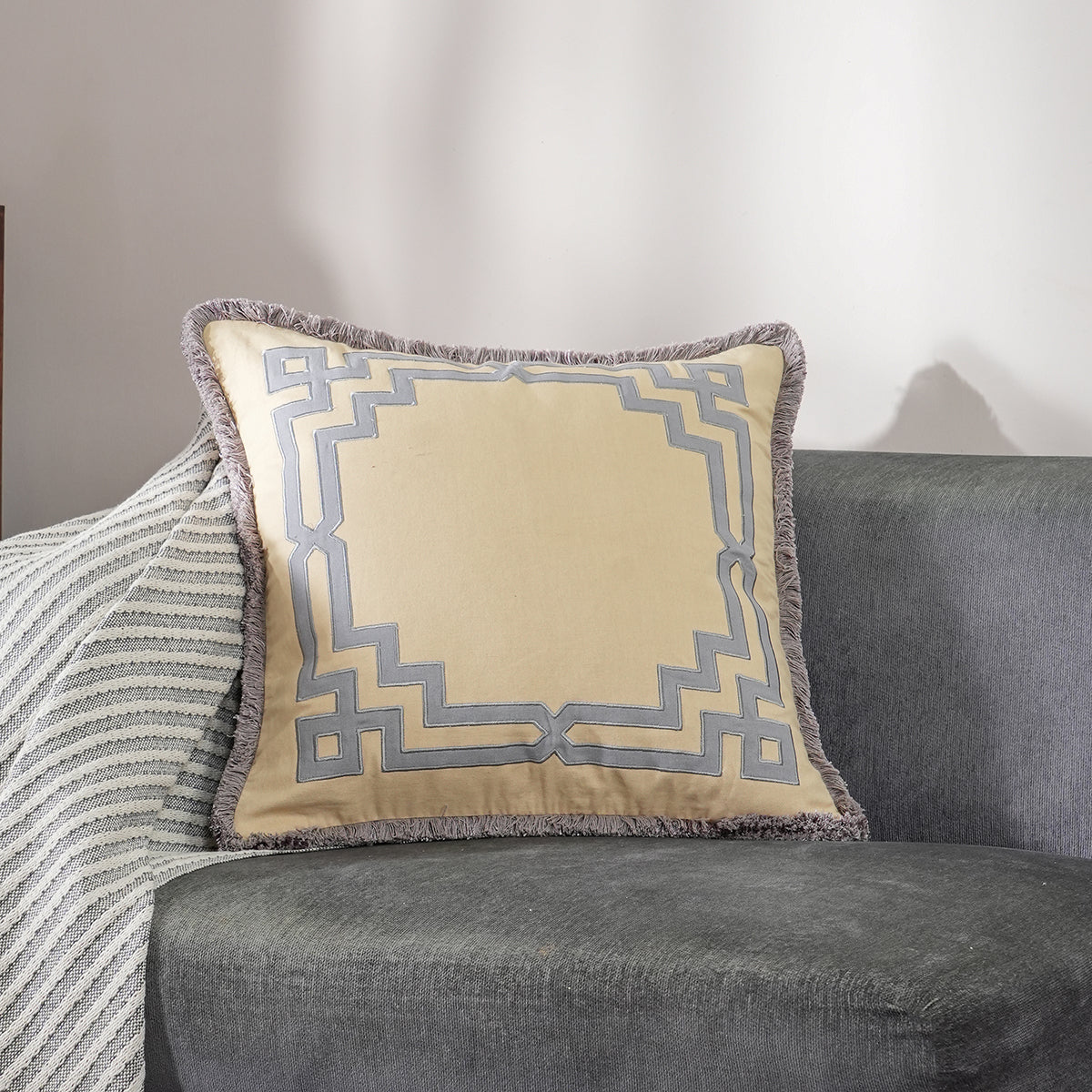 Utopian Regan Gantry Cross Embroidery Cotton Cushion Cover
