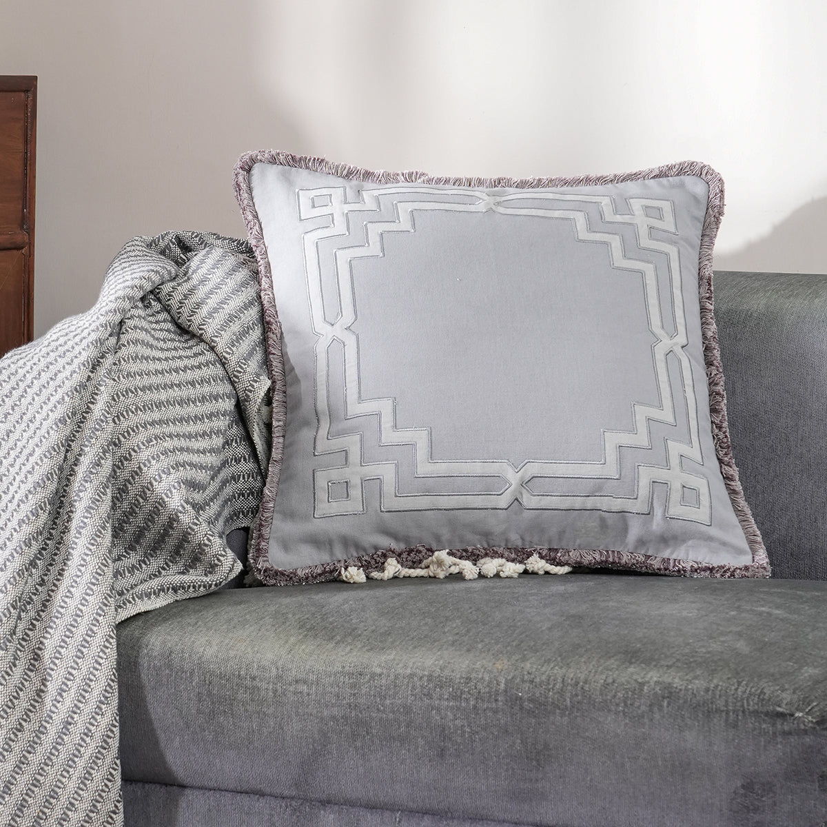 Utopian Regan Gantry Cross Embroidery Cotton Cushion Cover