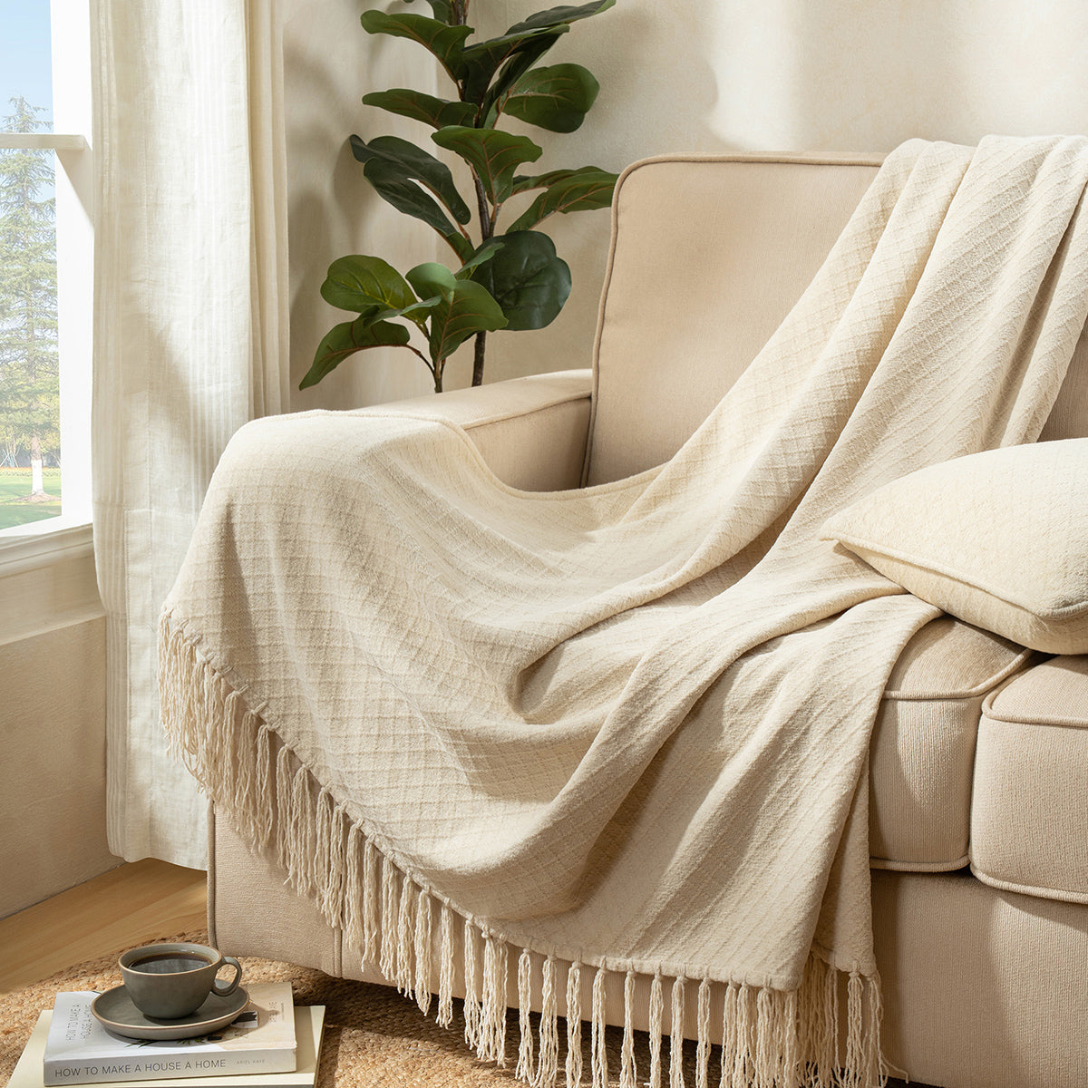 Blaize 100%Cotton Solid Weave Throw/Sofa/Multi Cover/Single Bed Cover