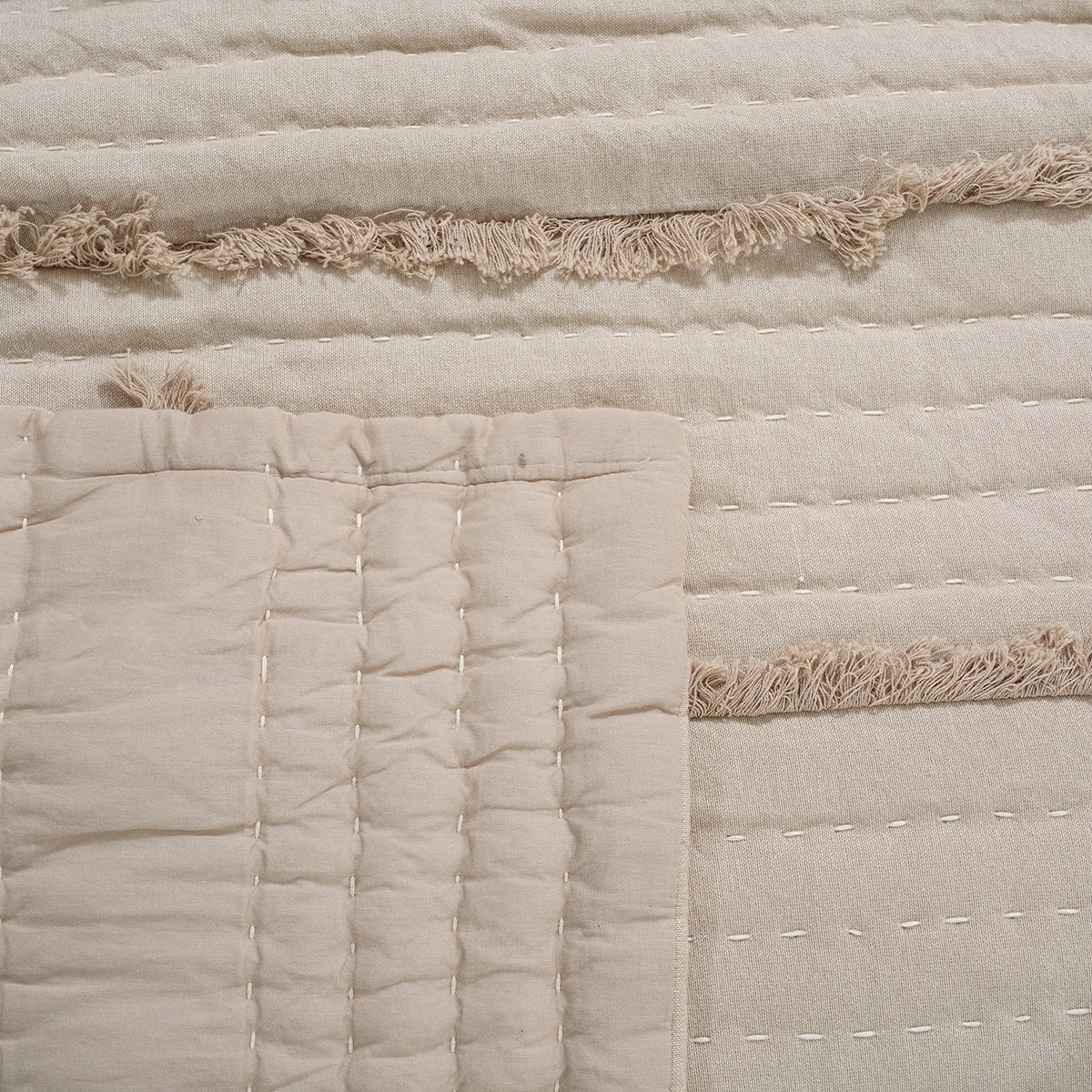 9PC Quilt/Quilted Bed Cover Set Rurban Rhupsodic Freyed Path Neutral