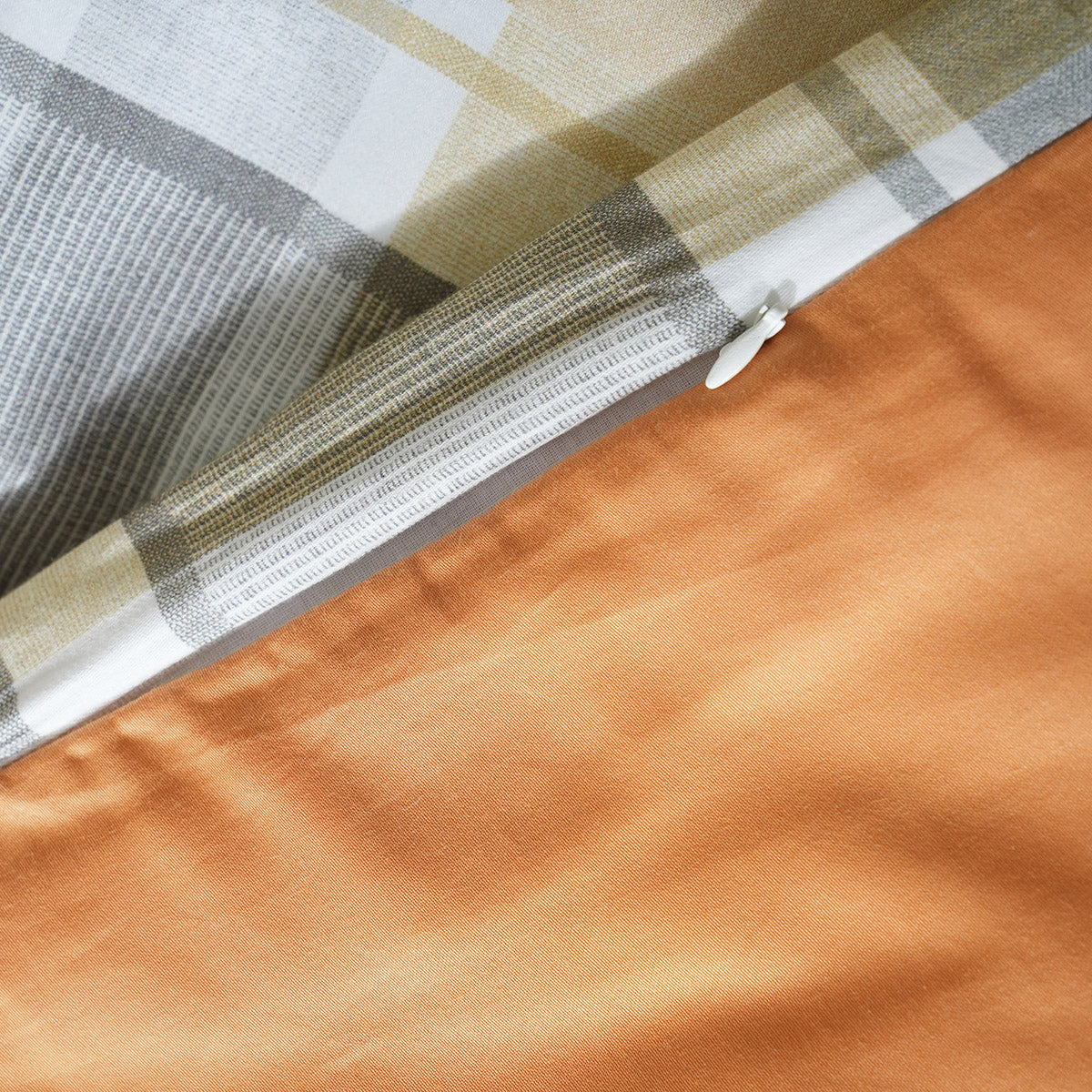 Whimsy Nature Vivid Plaid Woven 100% Cotton Rust 8pcs Duvet Cover Set