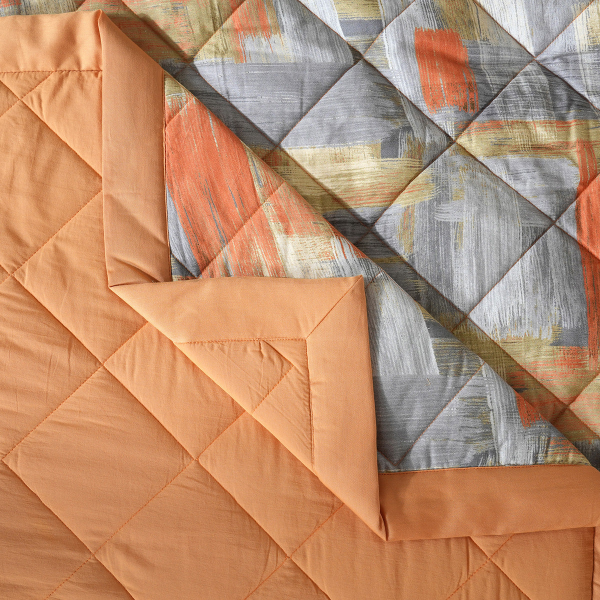Whimsy Nature Brush Strokes Quilt/Quilted Bed Cover Rust