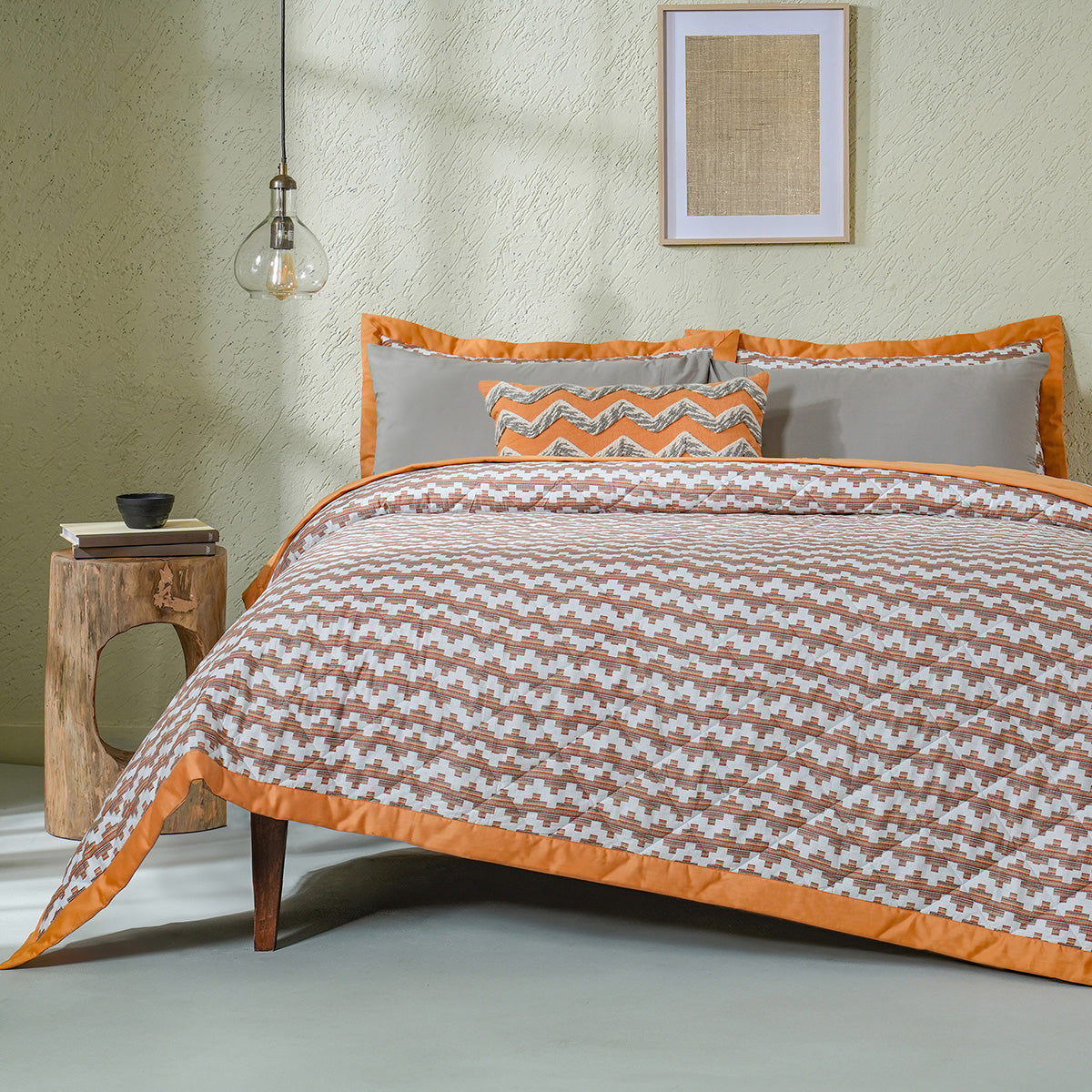 Whimsy Nature Twisty Melange Rust 8pcs Quilt/Quilted Bed Cover
