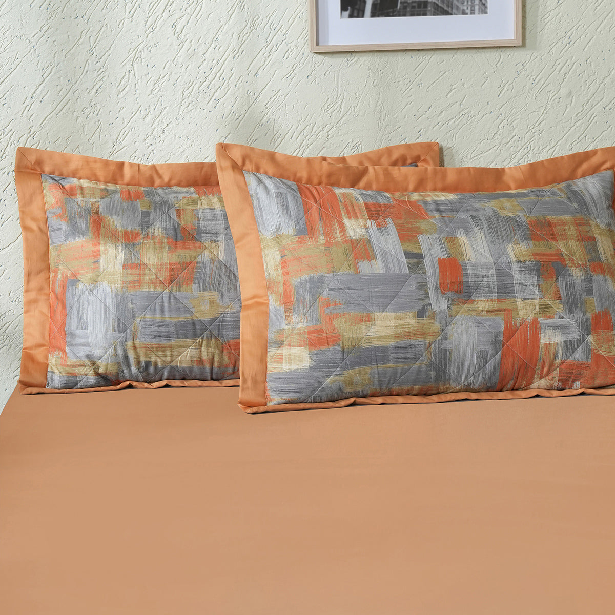 Whimsy Nature Brush Strokes Pillow Sham Set Rust