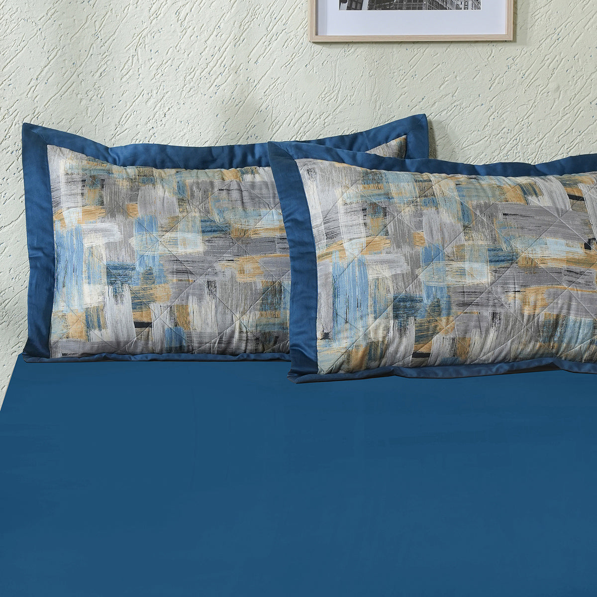 Whimsy Nature Brush Strokes Pillow Sham Set Blue