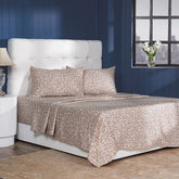 Classical Impression Ornamental 100% Cotton Bedsheet with Pillow Case Brown