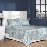 Classical Impression Ornamental 100% Cotton Bedsheet with Pillow Case Blue