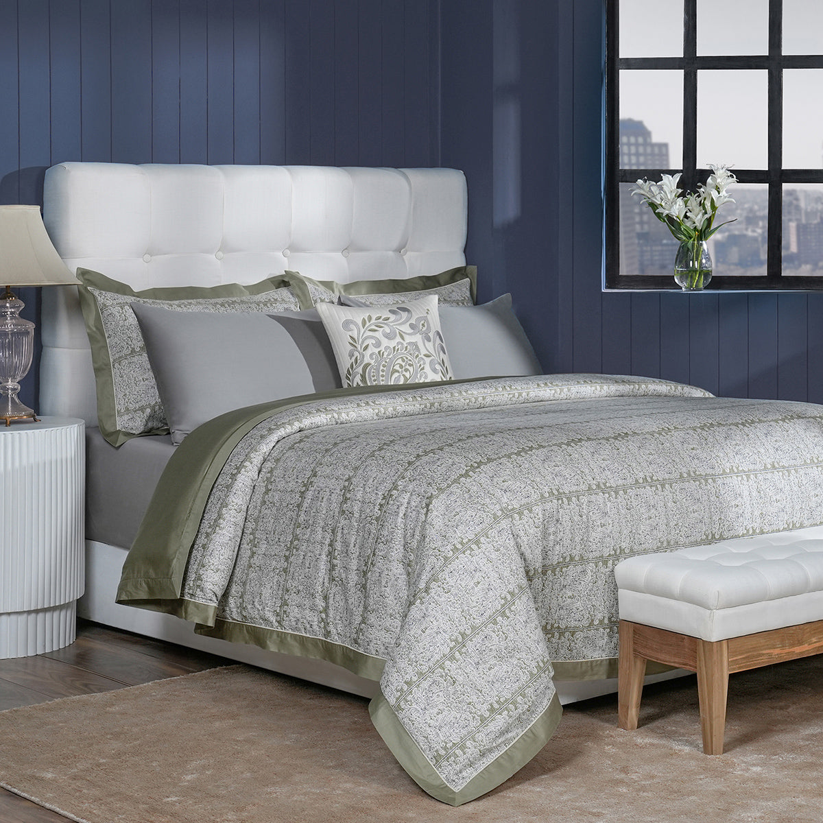 Classical Impression Folkloric 100% Cotton 8pcs Duvet Cover Set Green