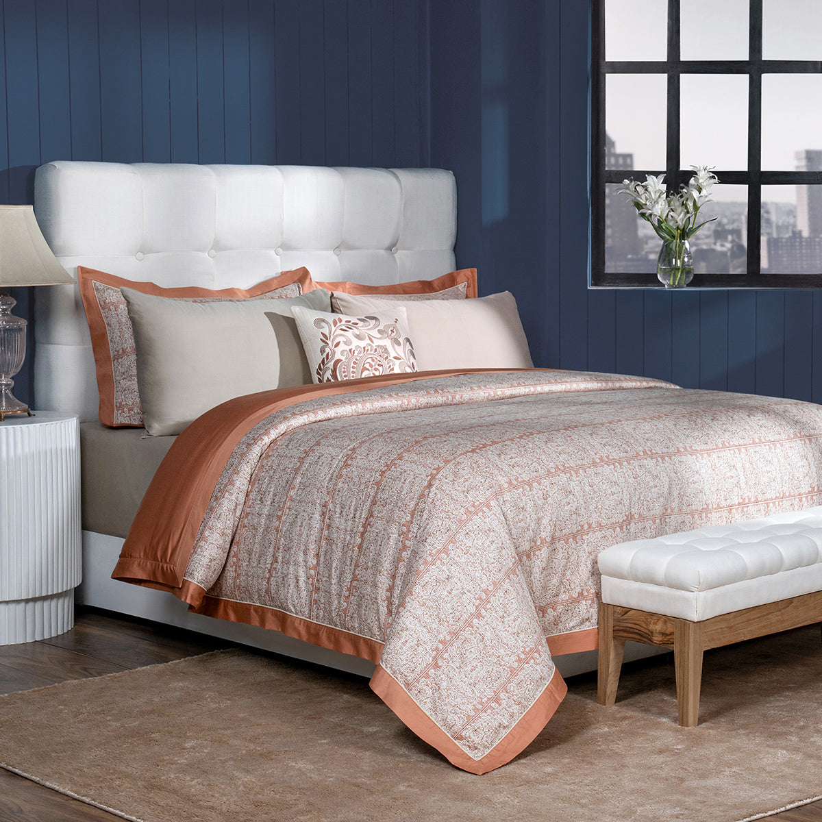 Classical Impression Folkloric 100% Cotton 8pcs Duvet Cover Set Rust