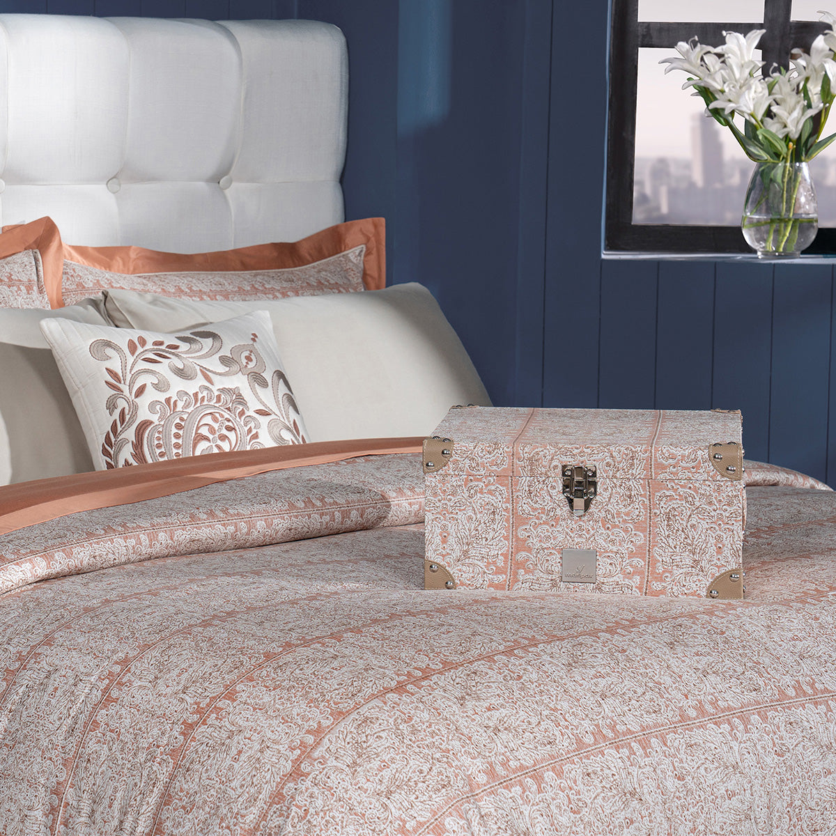 Classical Impression Folkloric 100% Cotton 8pcs Duvet Cover Set Rust