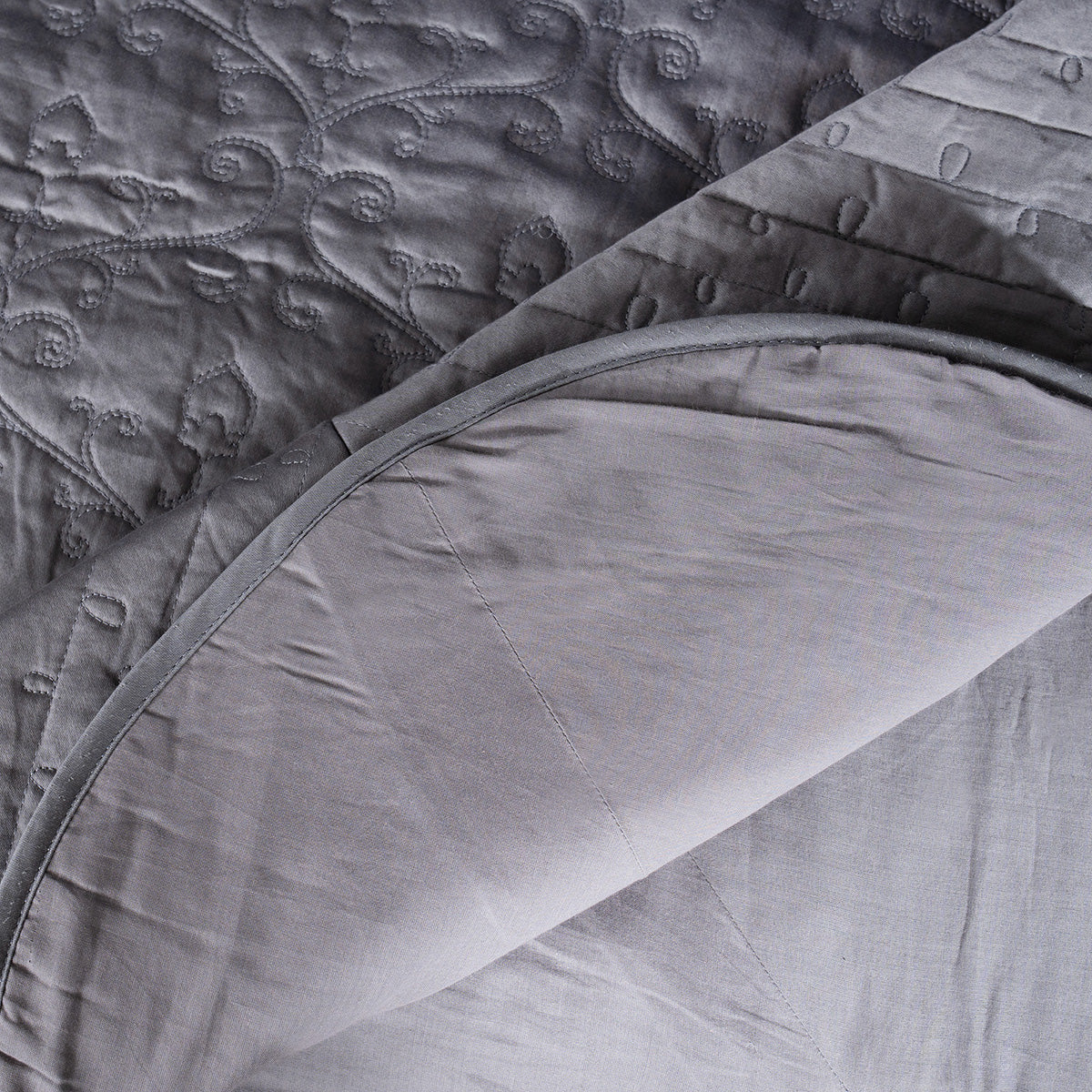 Classical Impression Swirling 100% Cotton 8pcs Quilt/Qulited Bed Cover Set Grey