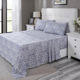 PBS Vintage Chic Dawson 100% Cotton Bedsheet with Pillow Case Blue
