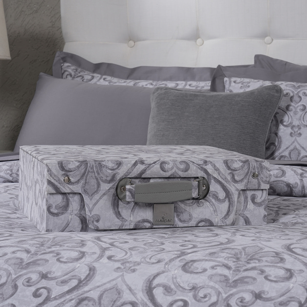 PBS Vintage Chic Dawson 100% Cotton 8 Pcs Duvet Cover Set Grey