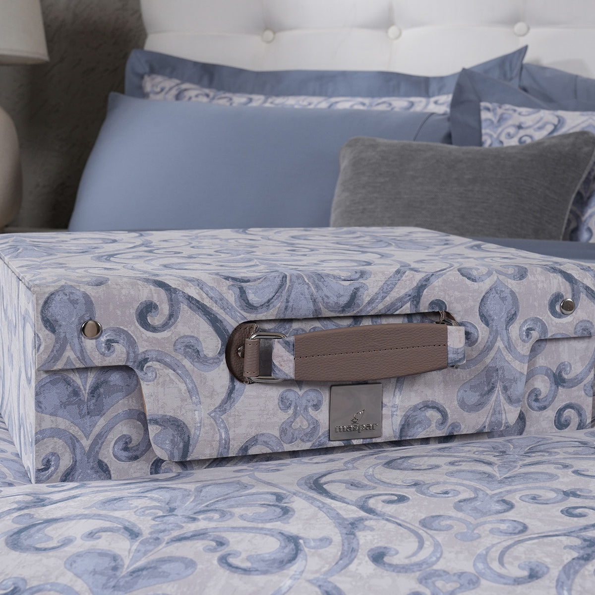 PBS Vintage Chic Dawson 100% Cotton 8 Pcs Duvet Cover Set Blue