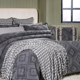 Rurban Elegance Argyl 11 pcs Quilt/Quilted Bed Cover Set Grey
