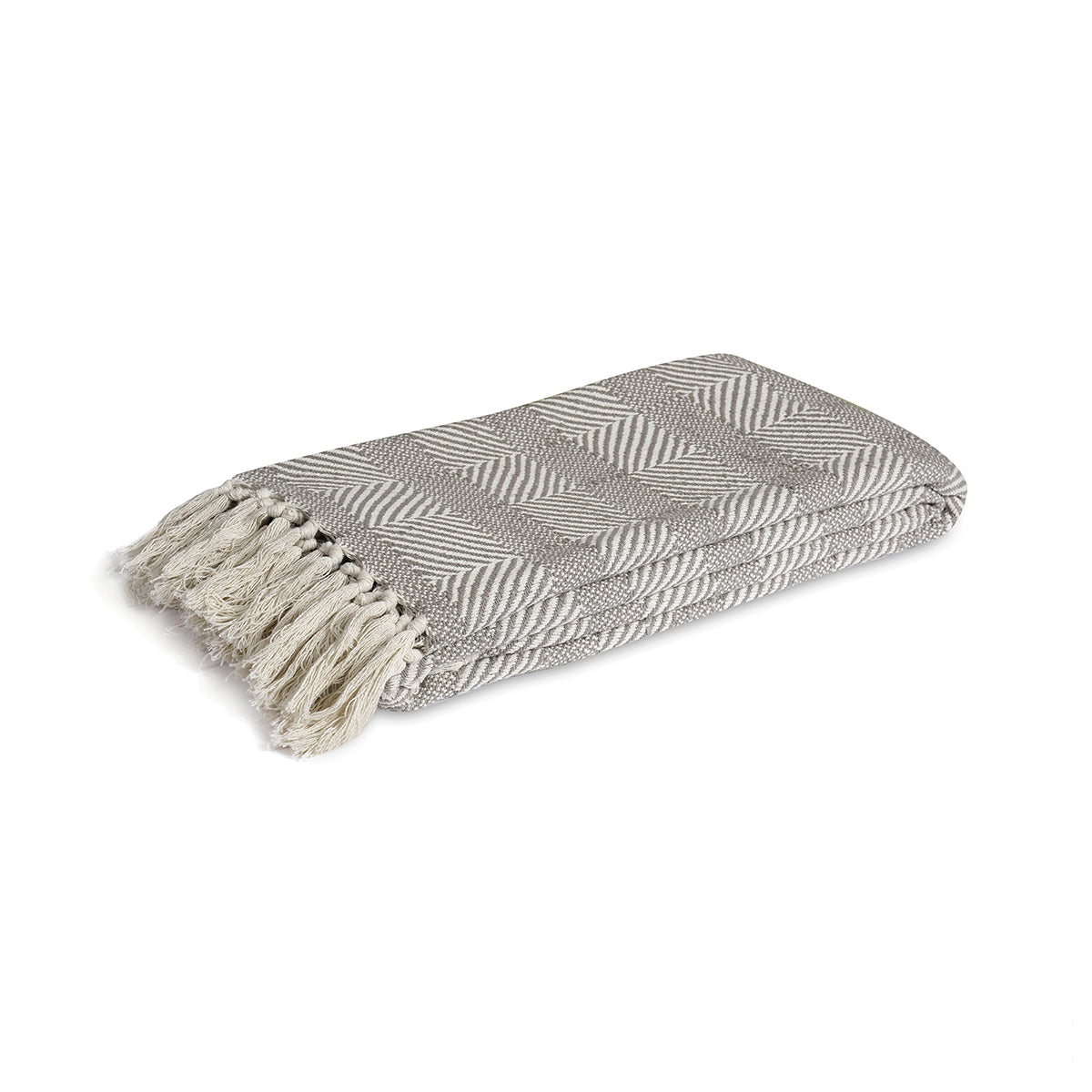Rurban Elegance Fine Bone 100% Cotton 1PC Throw Grey