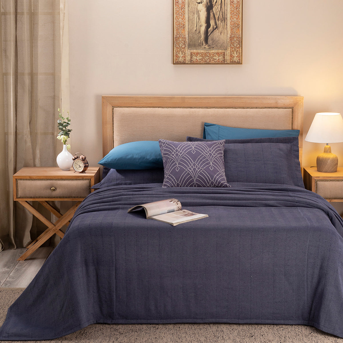 Nouveau Tradition Zigwine Blue Bed Cover Set