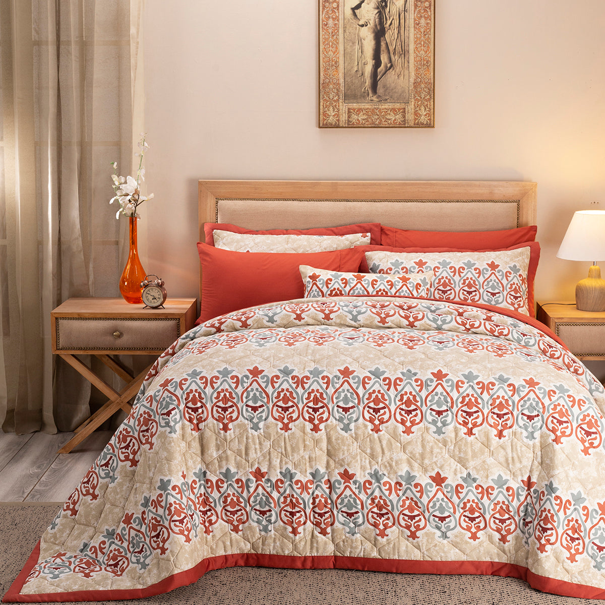 Nouveau Tradition Kaleen Global Red Quilt Set