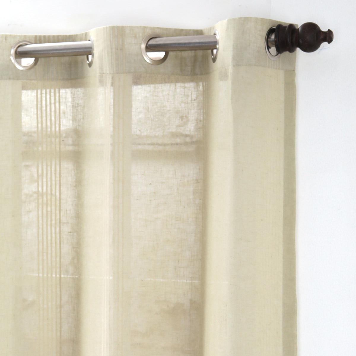 Cannabis Stripe Solid 2PC Beige Curtain Set