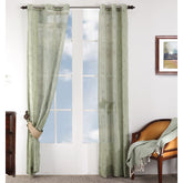Sicilian Stripe Solid 2PC Green Curtain Set