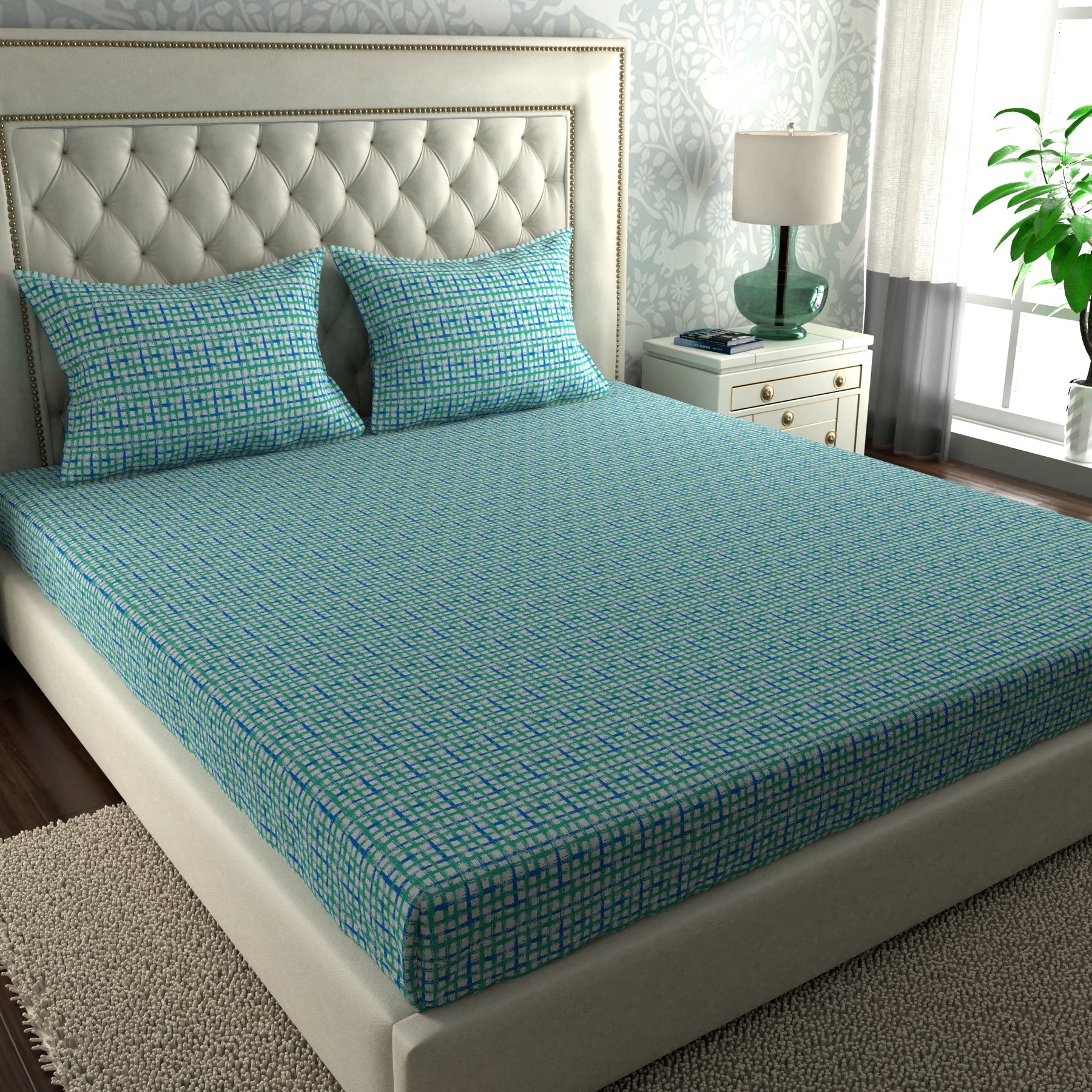 Donatella Breeze Print Blue Bed Sheet with Pillow Case