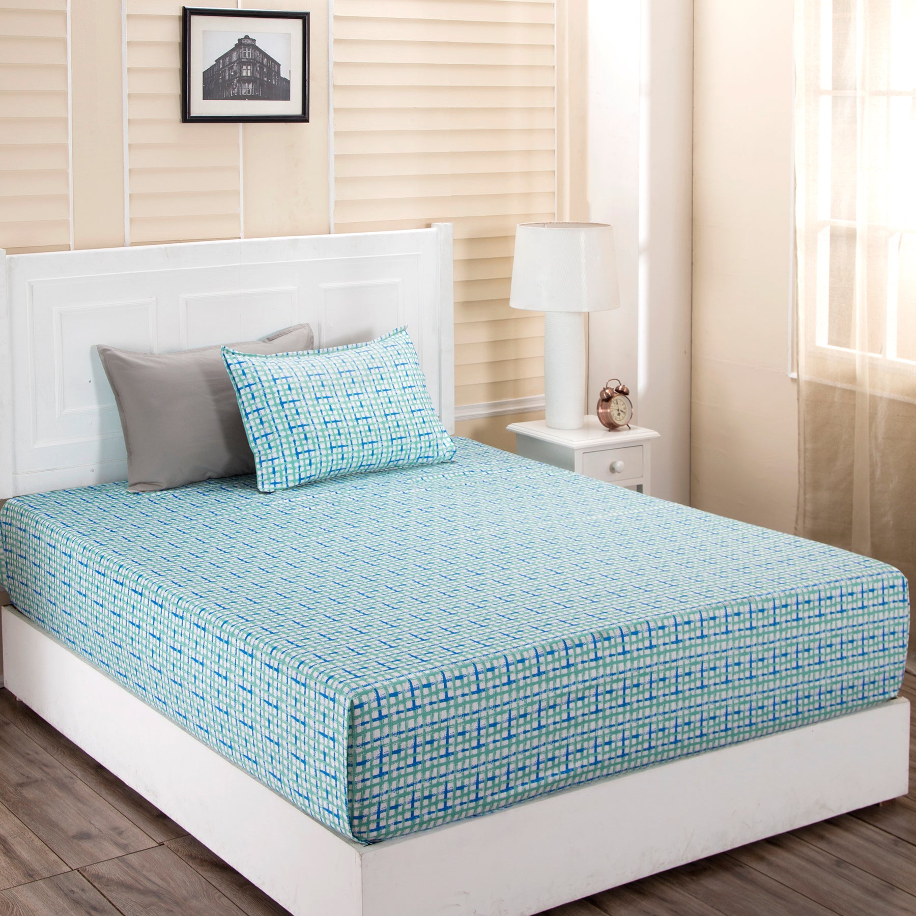 Donatella Breeze Print Blue Bed Sheet with Pillow Case