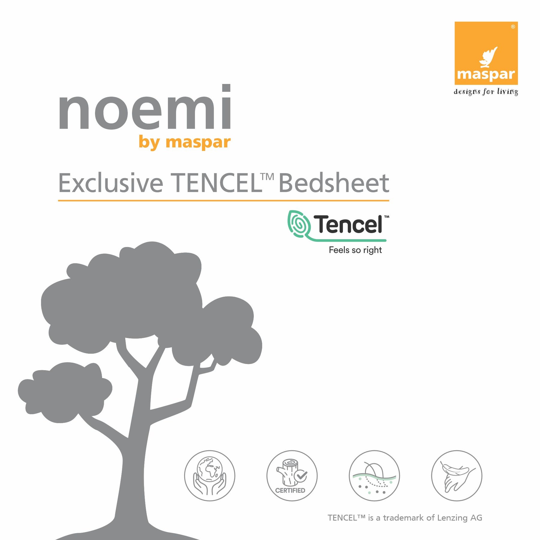 Vintage Noemi Solid 100% Tencelâ„¢ Neutral Bed Sheet With Pillow Case
