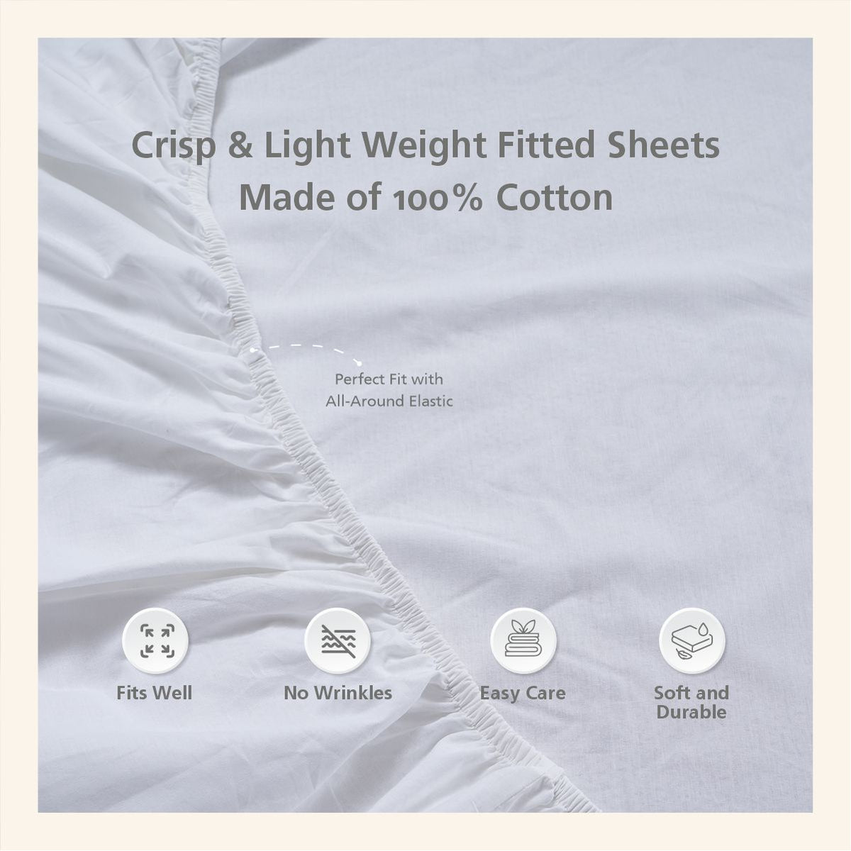 Eden Crisp & Light Weight 100% Cotton Solid Blue Fitted Sheet
