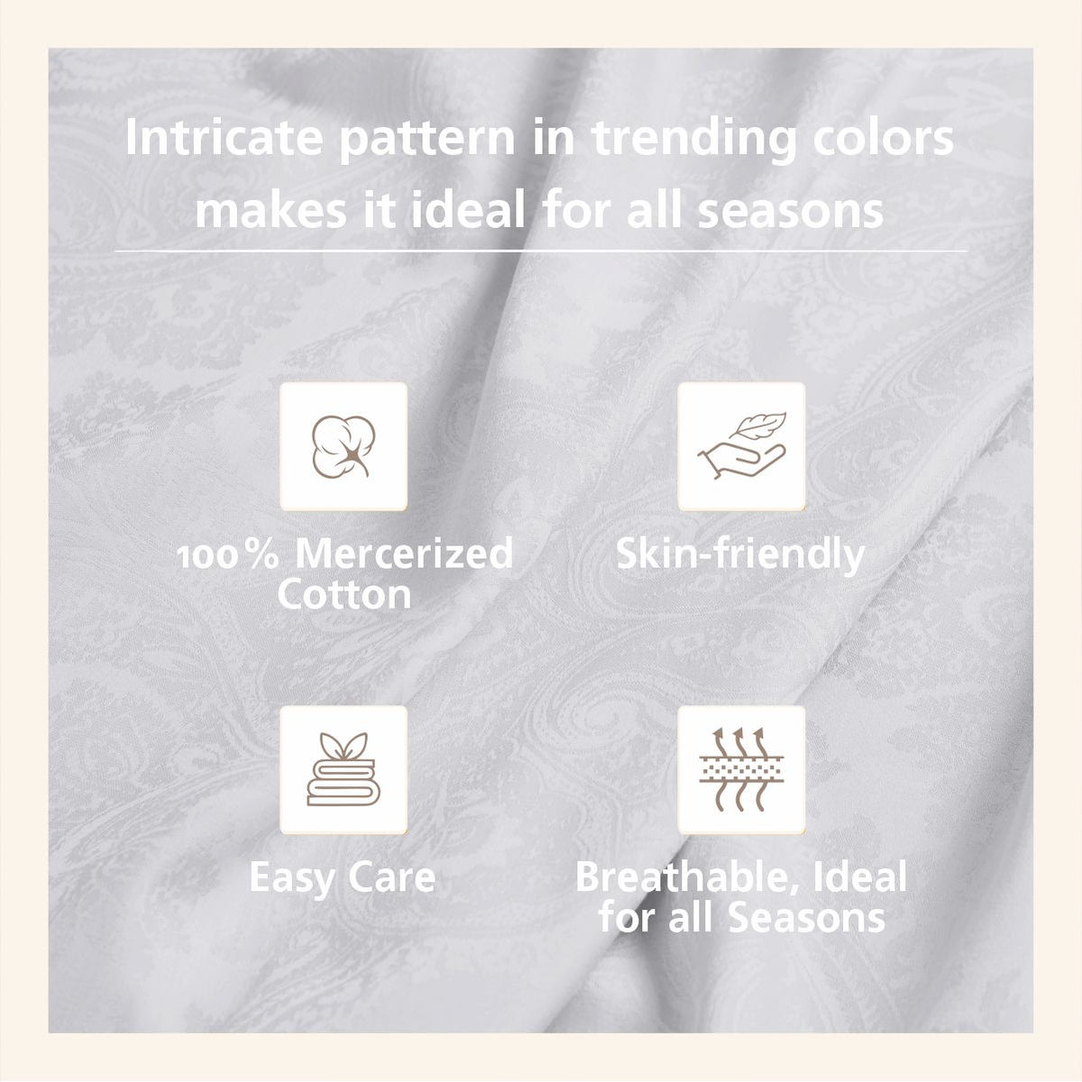 Evander Self Jacquard White Bed Sheet with Pillow Case