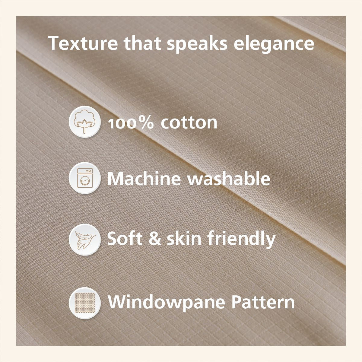 Felix Self Jacquard 100% Cotton Beige Bed Sheet with Pillow Case