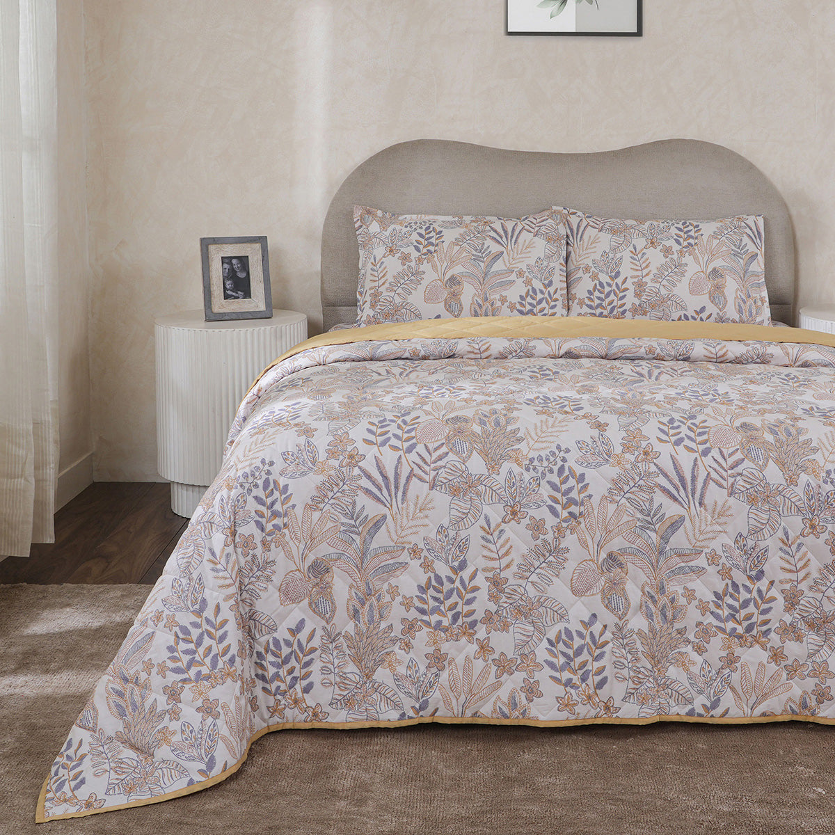 Hermosa Botanic Bloom Garden Muse 4Pcs Yellow Quilt Set