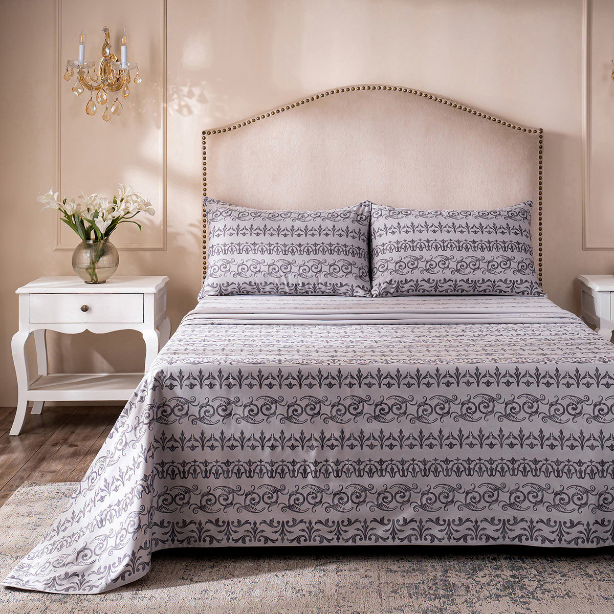 Ornamental Elegance Arablle 100% Cotton Bedsheet with Pillow Case Purple