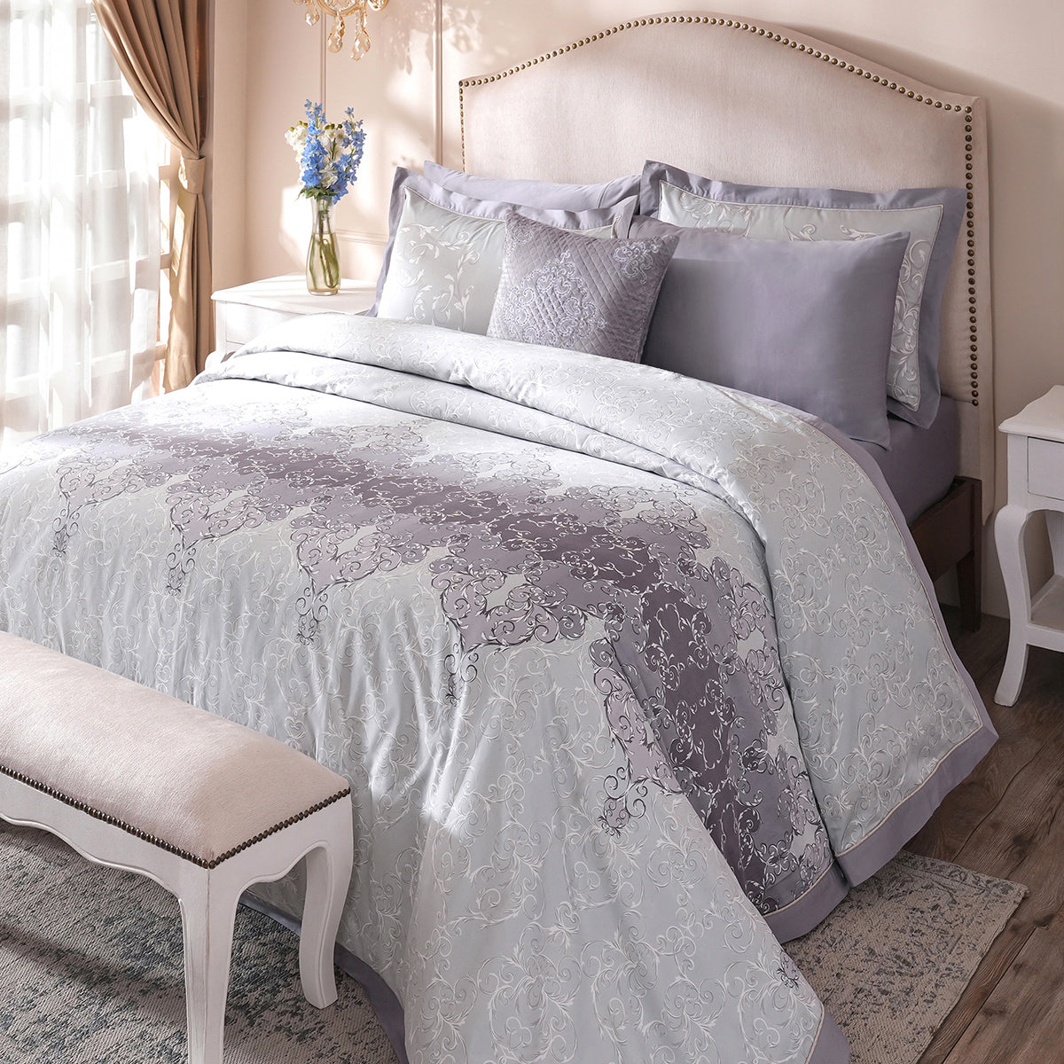 Ornamental Elegance Coronet 8Pcs Duvet Cover Set Purple