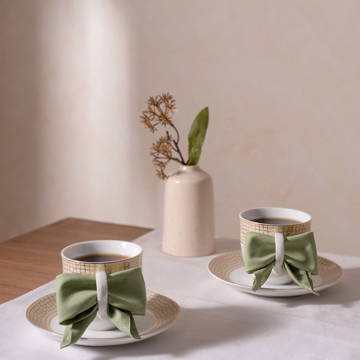 Slumber 100% Cotton Cocktail Napkin Set 20X20 CM Oil Green